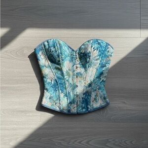 Floral Blue Corset Top